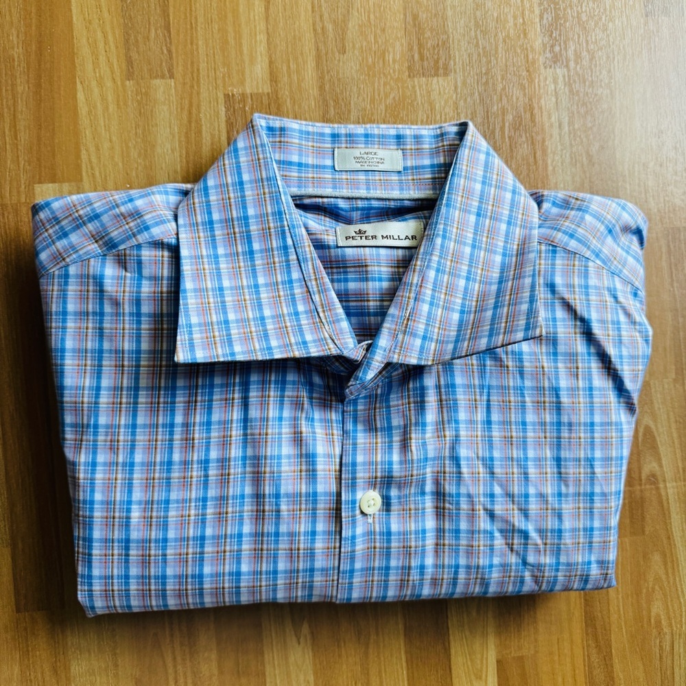 Peter Millar plaid button down shirt size large